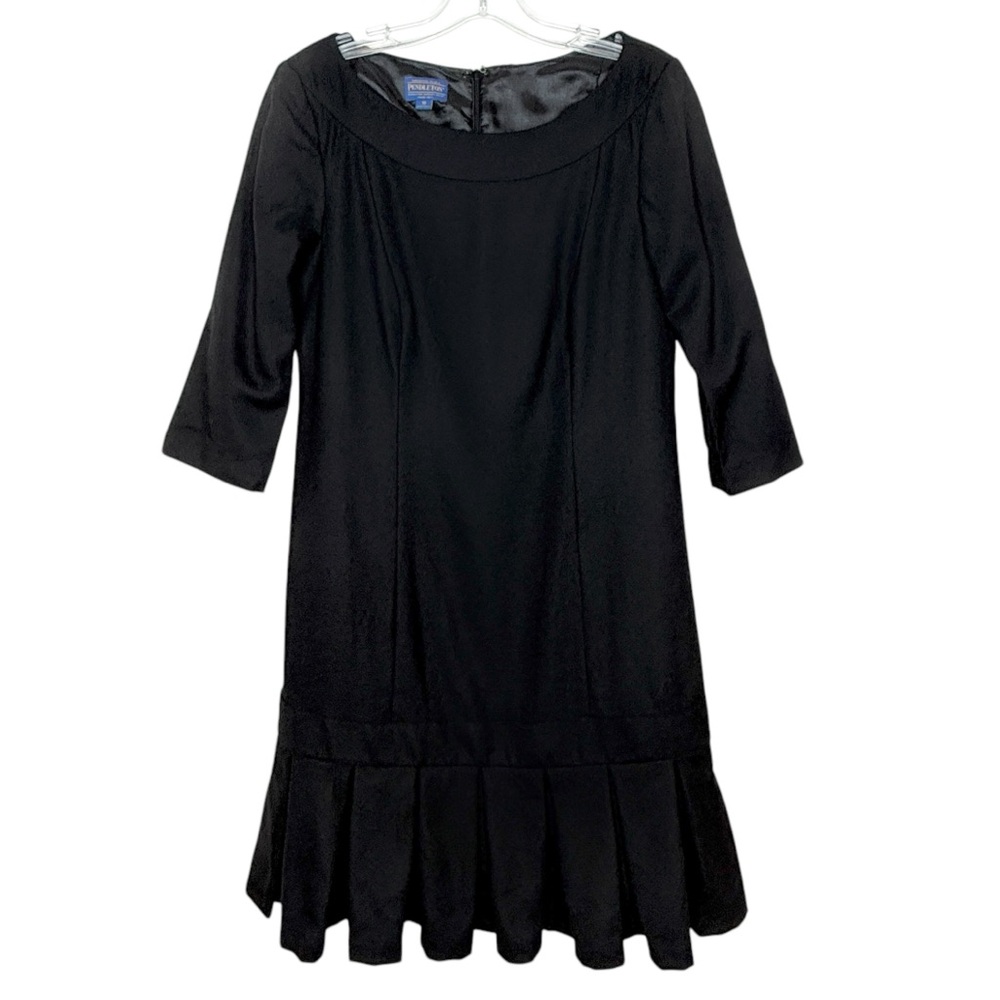 Pendleton Wool Boat Neck Career Dress Black 10 Corpcore Professional Academia